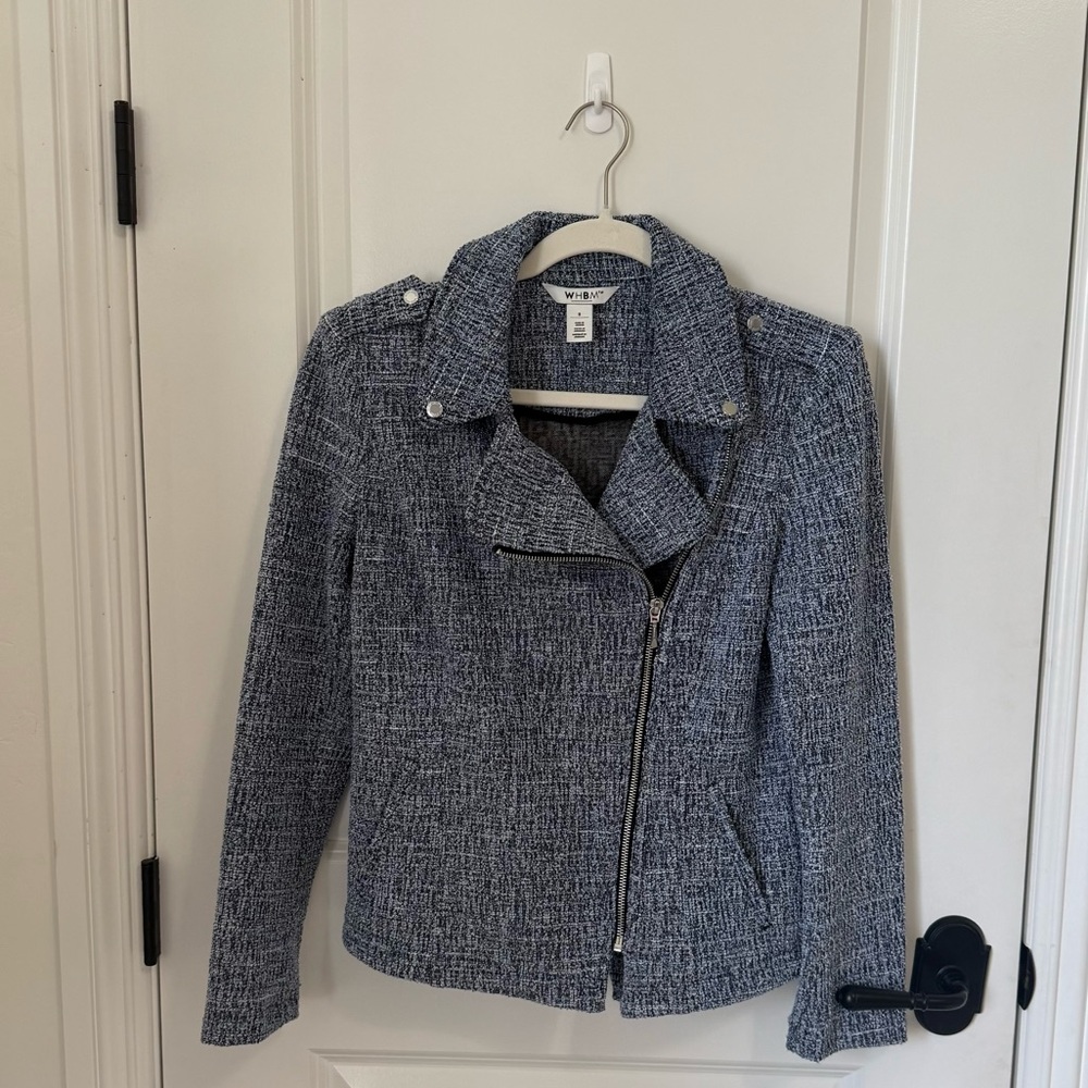 White House Black Market NWOT Blue Boucle Jacket